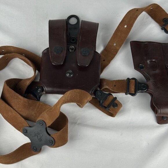 Galco Brown Leather Shoulder Holster J212H With Ammo Holder JCL22H Arizona - Picture 1 of 5